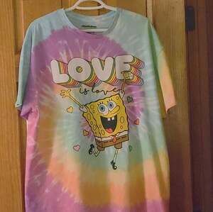 Spongebob Squarepants Tie-Dye T Shirt Nickelodeon XL Love is Love Tee